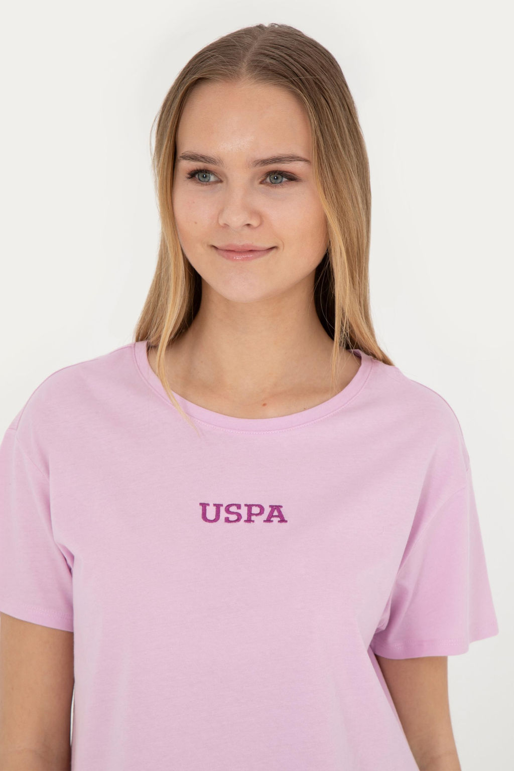 Женская розовая футболка с круглым вырезом - U.s. polo assn фото 9