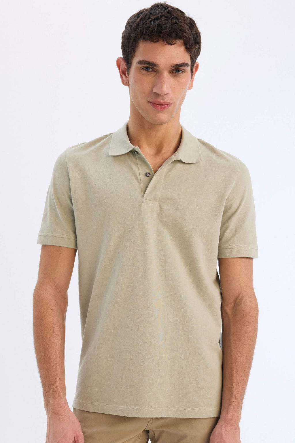 New Regular Fit K?sa Kollu Basic Duz Polo Tisort - Defacto фото 25