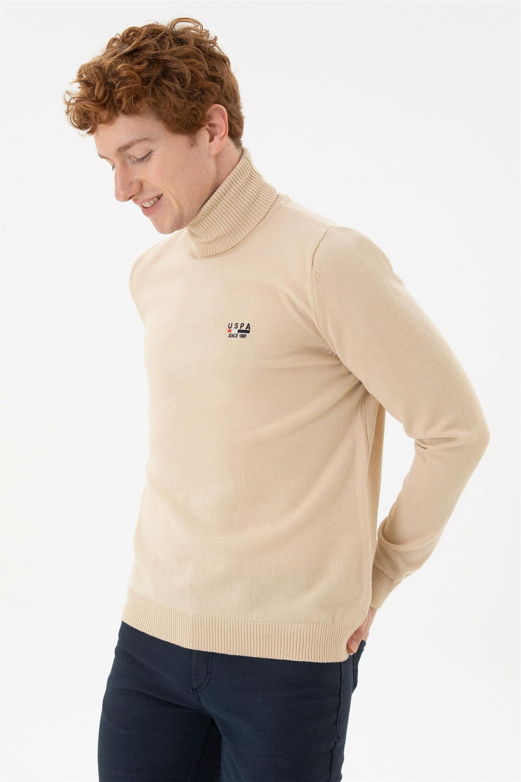Мужской базовый свитер кремового меланжа