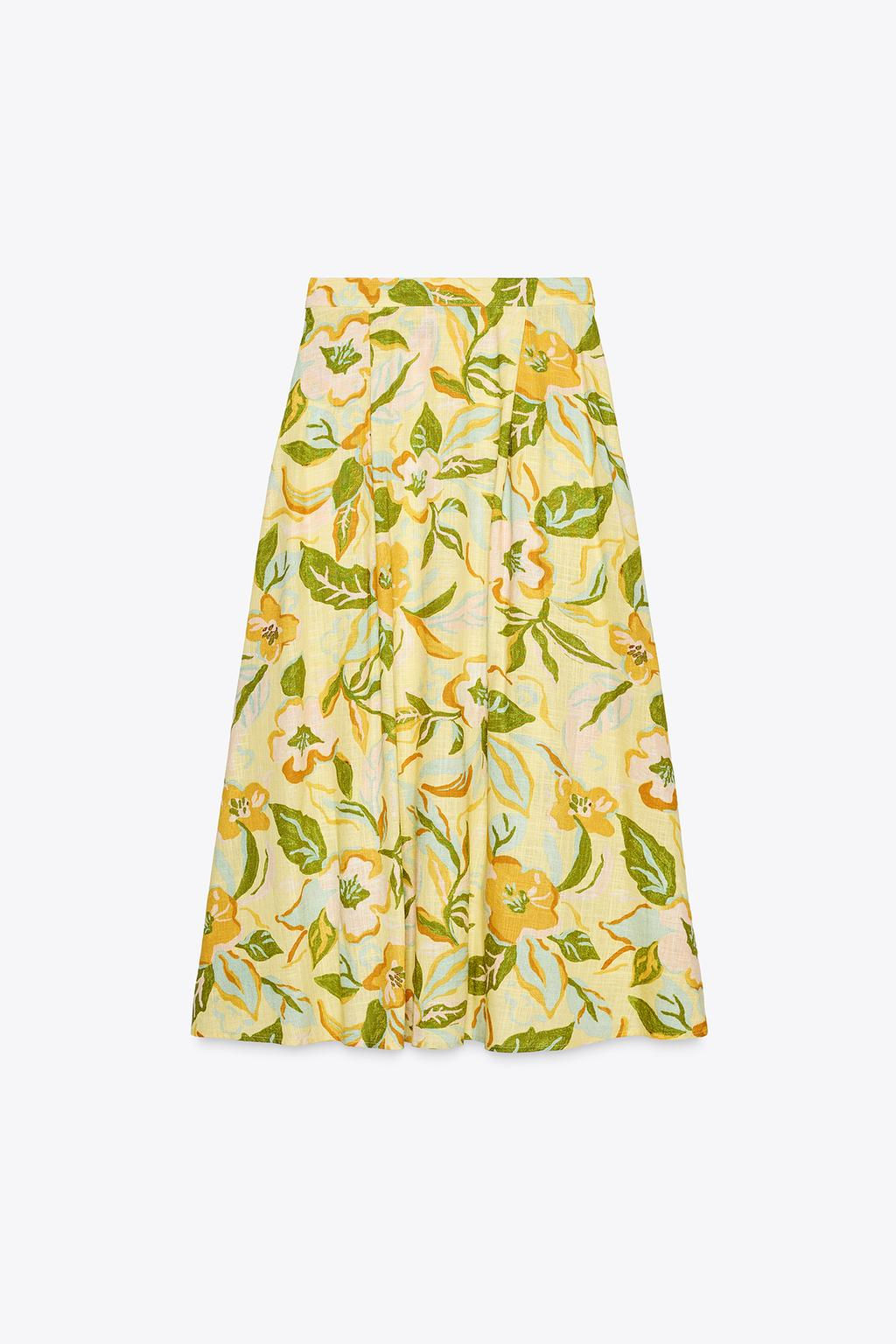 PRINTED LINEN BLEND SKIRT - Zara фото 7