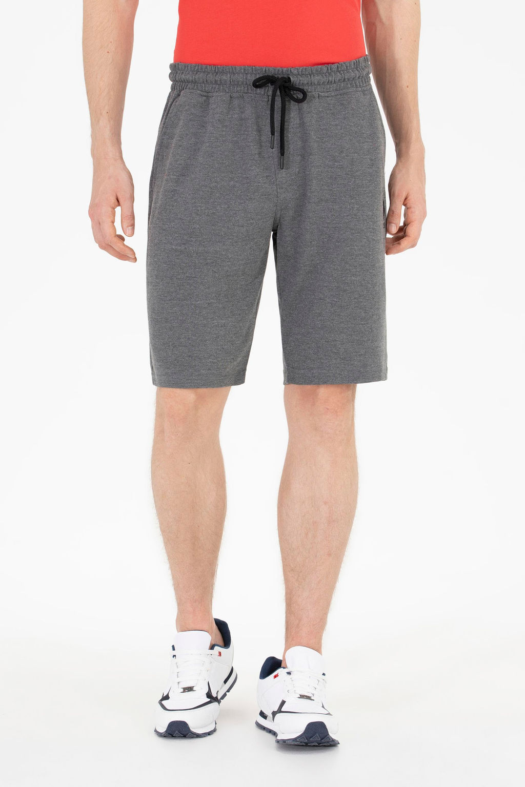 Мужские трикотажные шорты антрацитового меланжа - U.s. polo assn фото 2