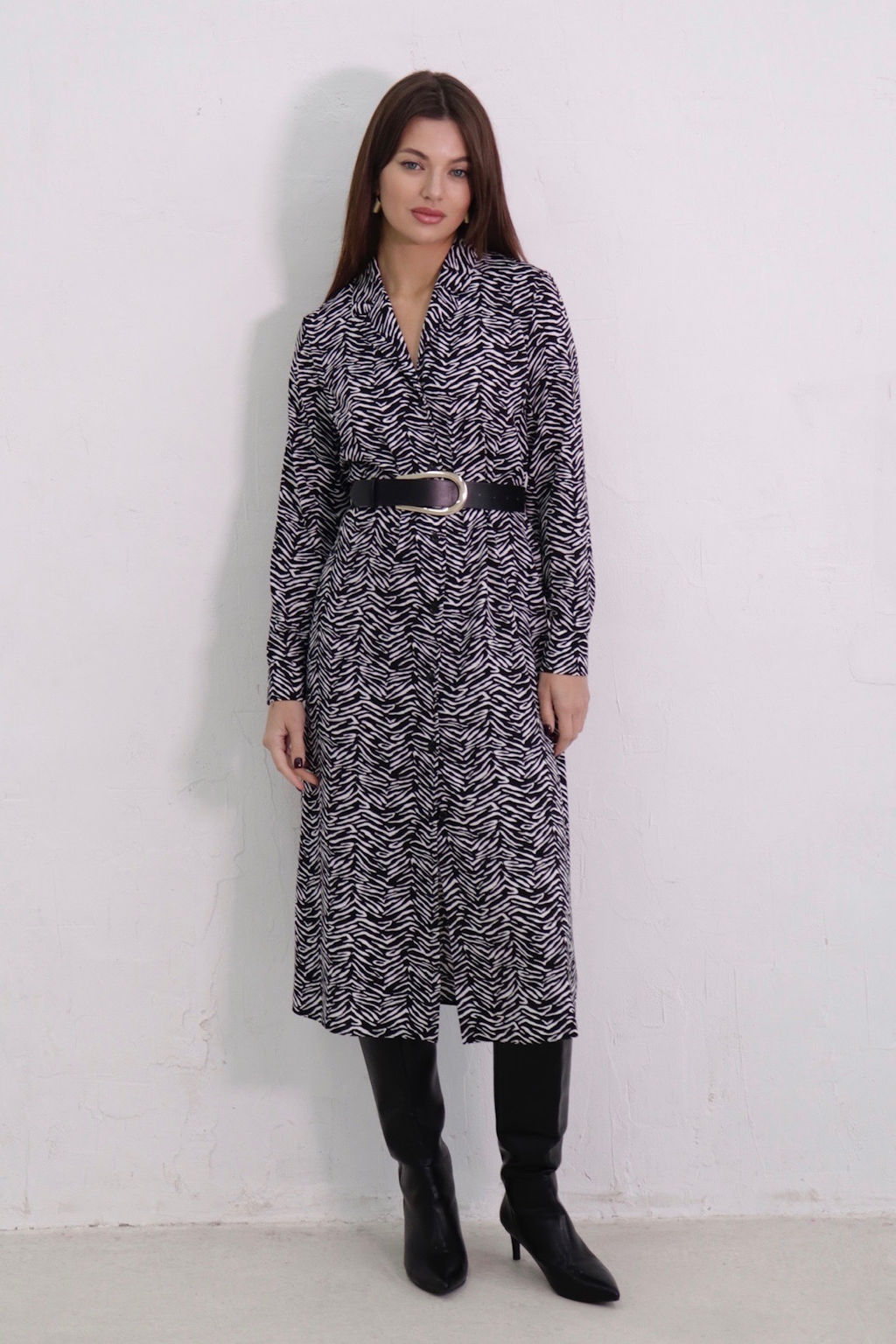 Платье-рубашка с английским воротником принт - Martichelli фото 89