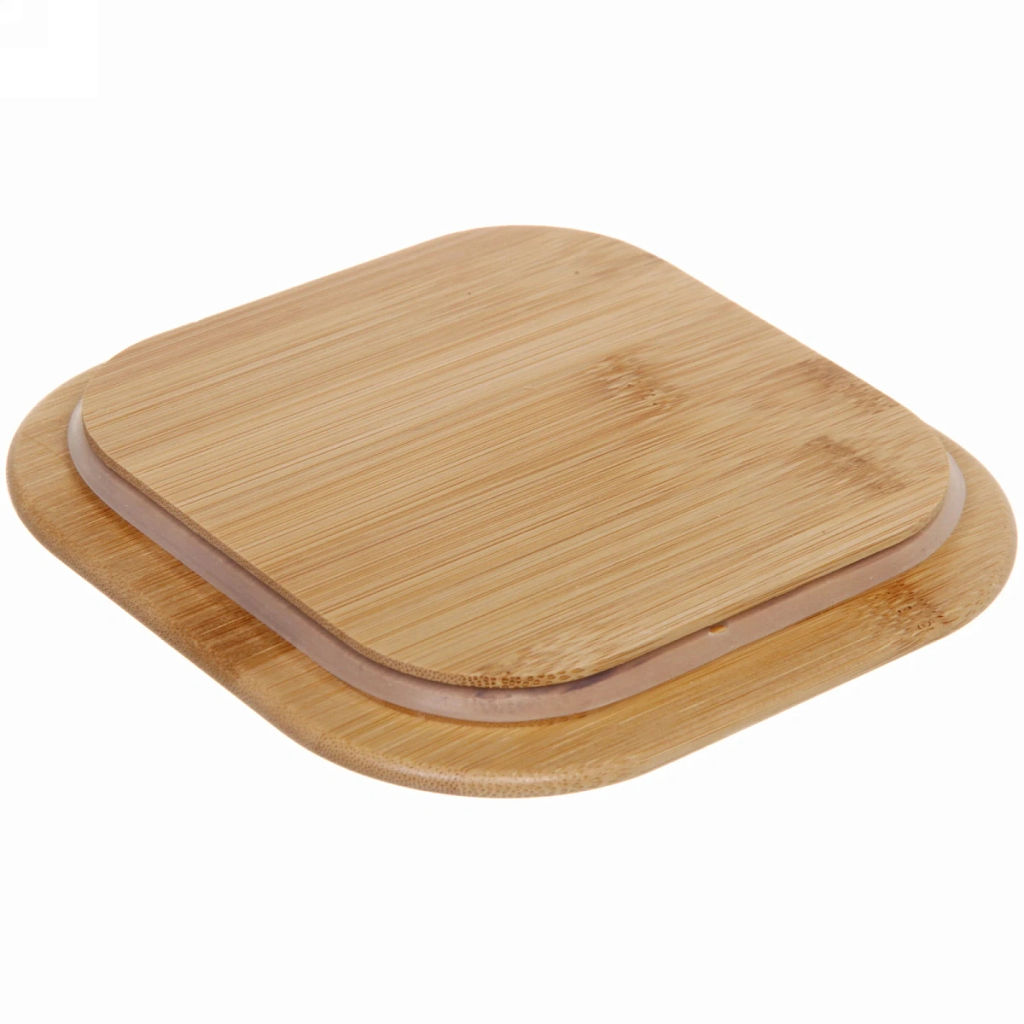 Контейнер стеклянный 700мл "Хай-Тек" квадратный с бамбуковой крышкой