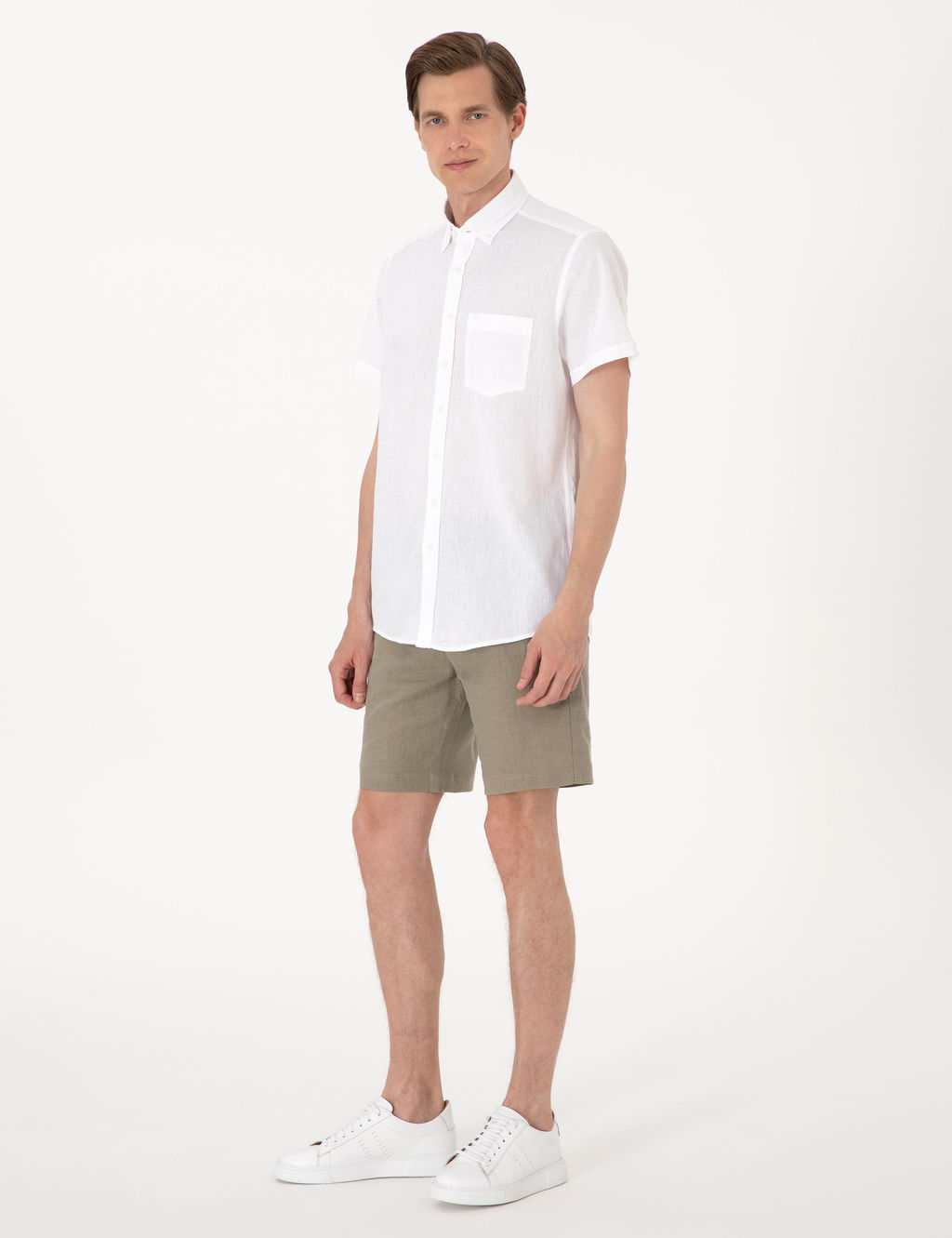 Haki Slim Fit %100 Keten Dokuma _ort - Pierre cardin фото 3