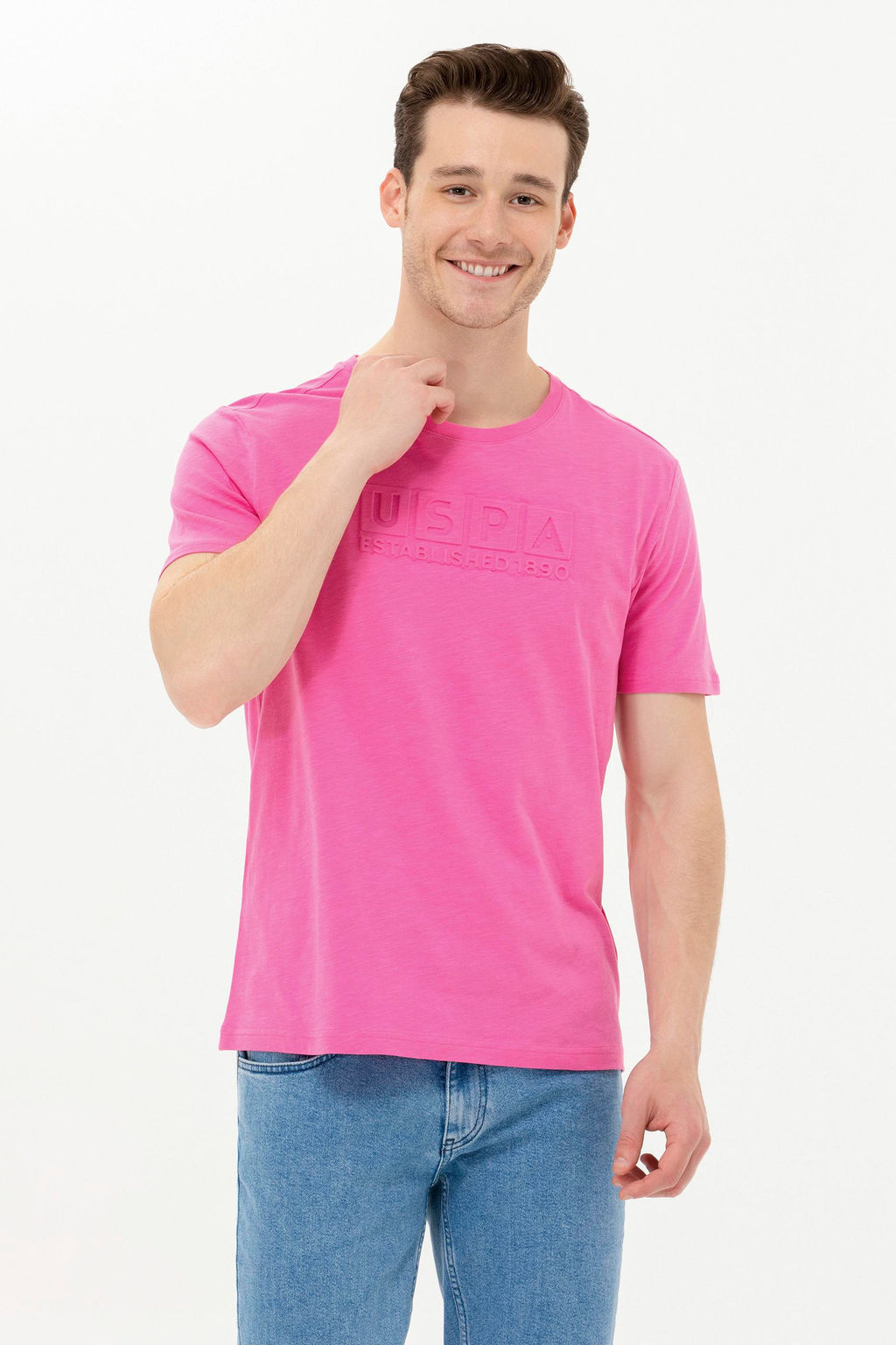 Мужская розовая футболка с круглым вырезом - U.s. polo assn фото 15