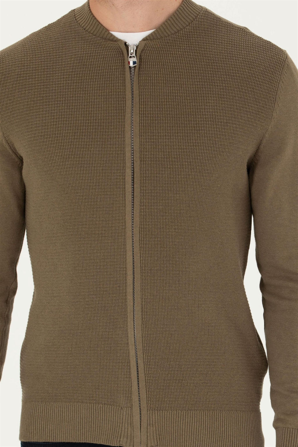 Мужской базовый трикотажный кардиган цвета хаки меланж - U.s. polo assn фото 6
