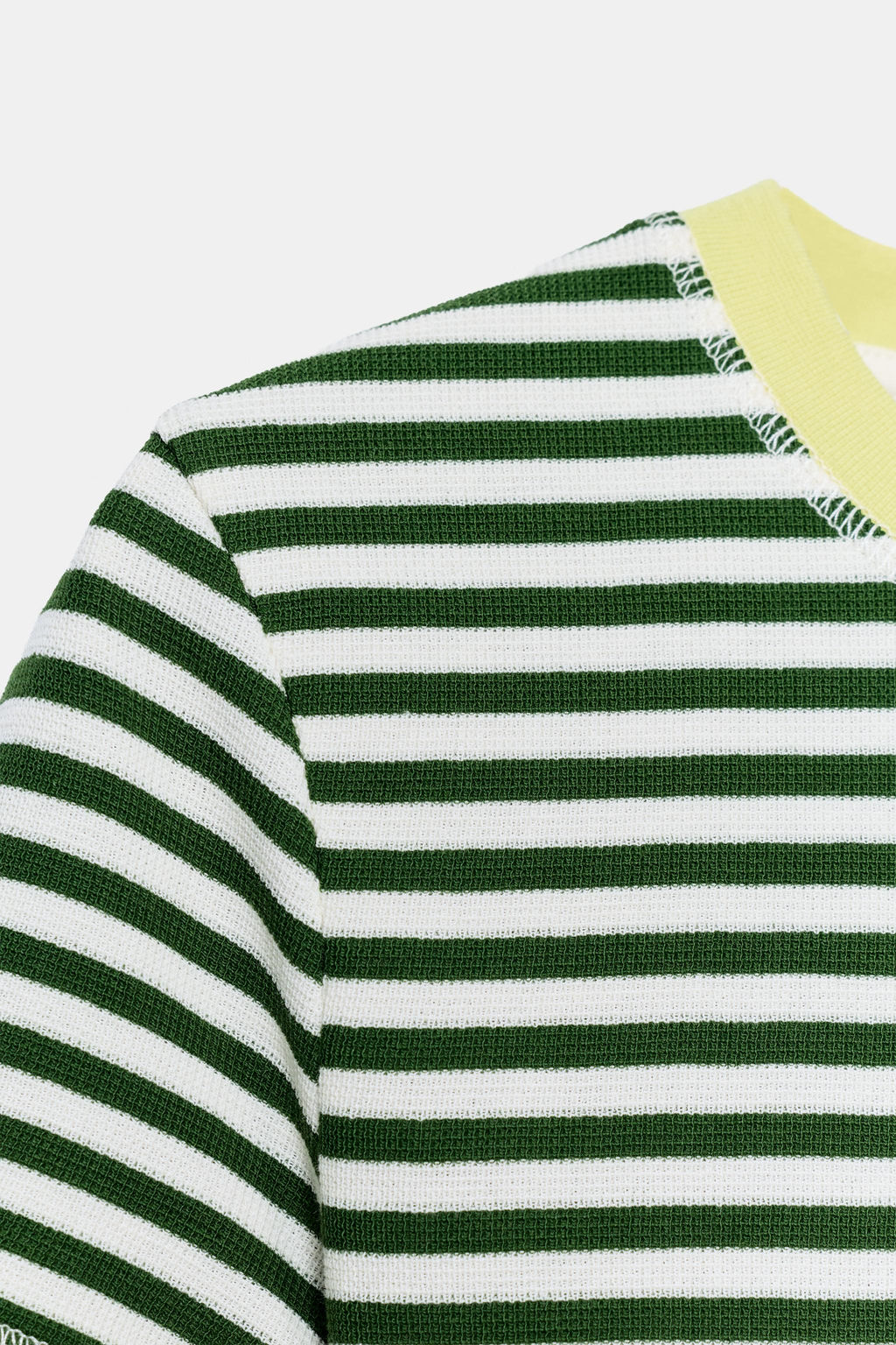 CAMISETA RAYAS MANGA CORTA / Verde / Crudo
