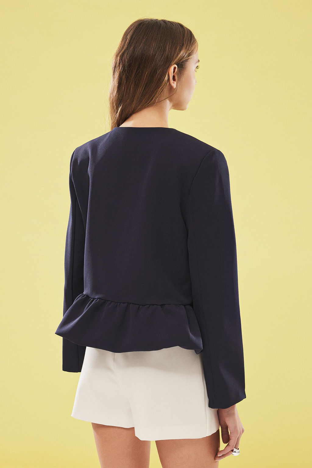 TRENDYOLMILLA Lacivert Balon Detayl? Bisiklet Yaka Dokuma Blazer Ceket TWOSS25BC00023  фото 6