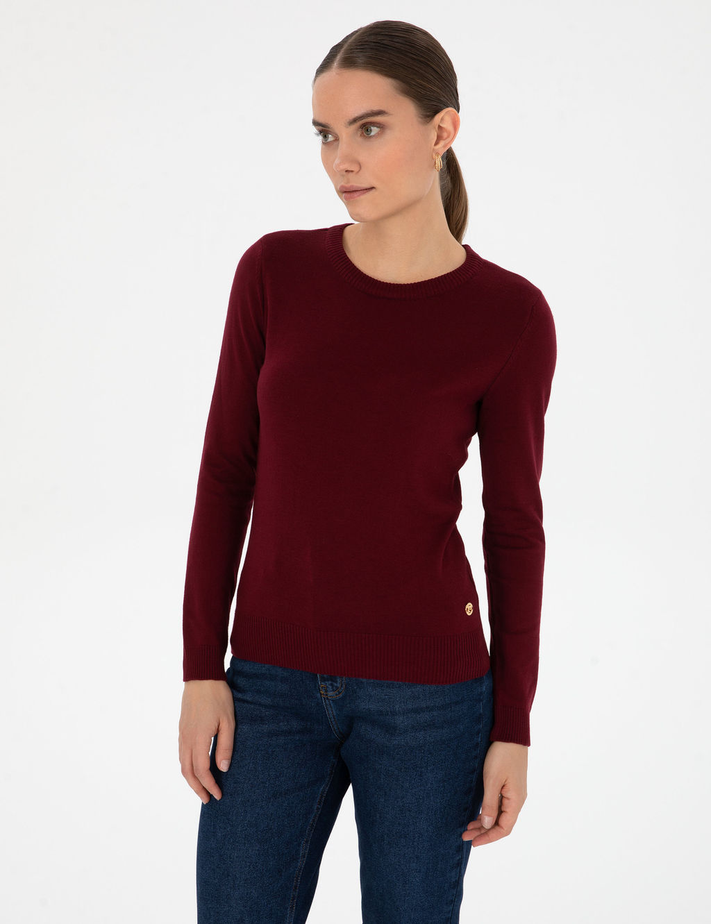 Vi_ne Slim Fit Bisiklet Yaka Basic Kazak