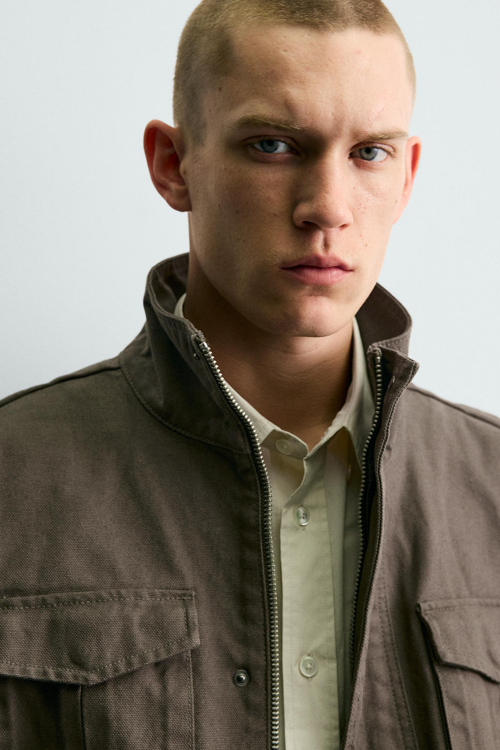 CAZADORA BOXY FIT CANVAS ALGOD?N / Khaki oscuro - Zara фото 5