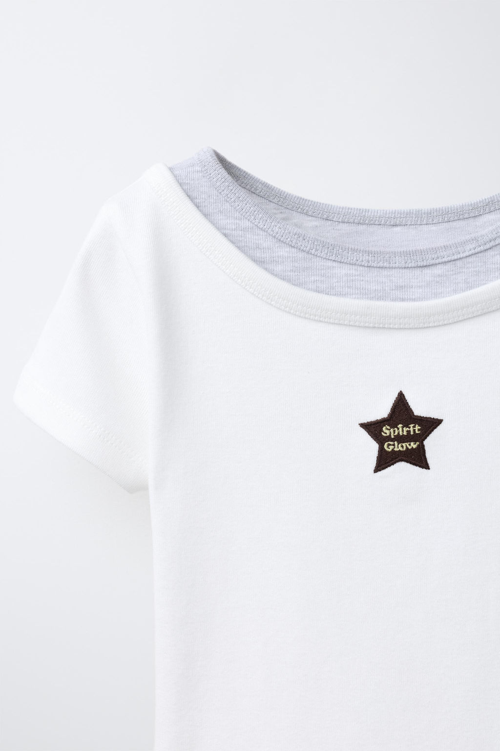 EMBROIDERED STAR T-SHIRT WITH MOCK COLLAR - Zara фото 7