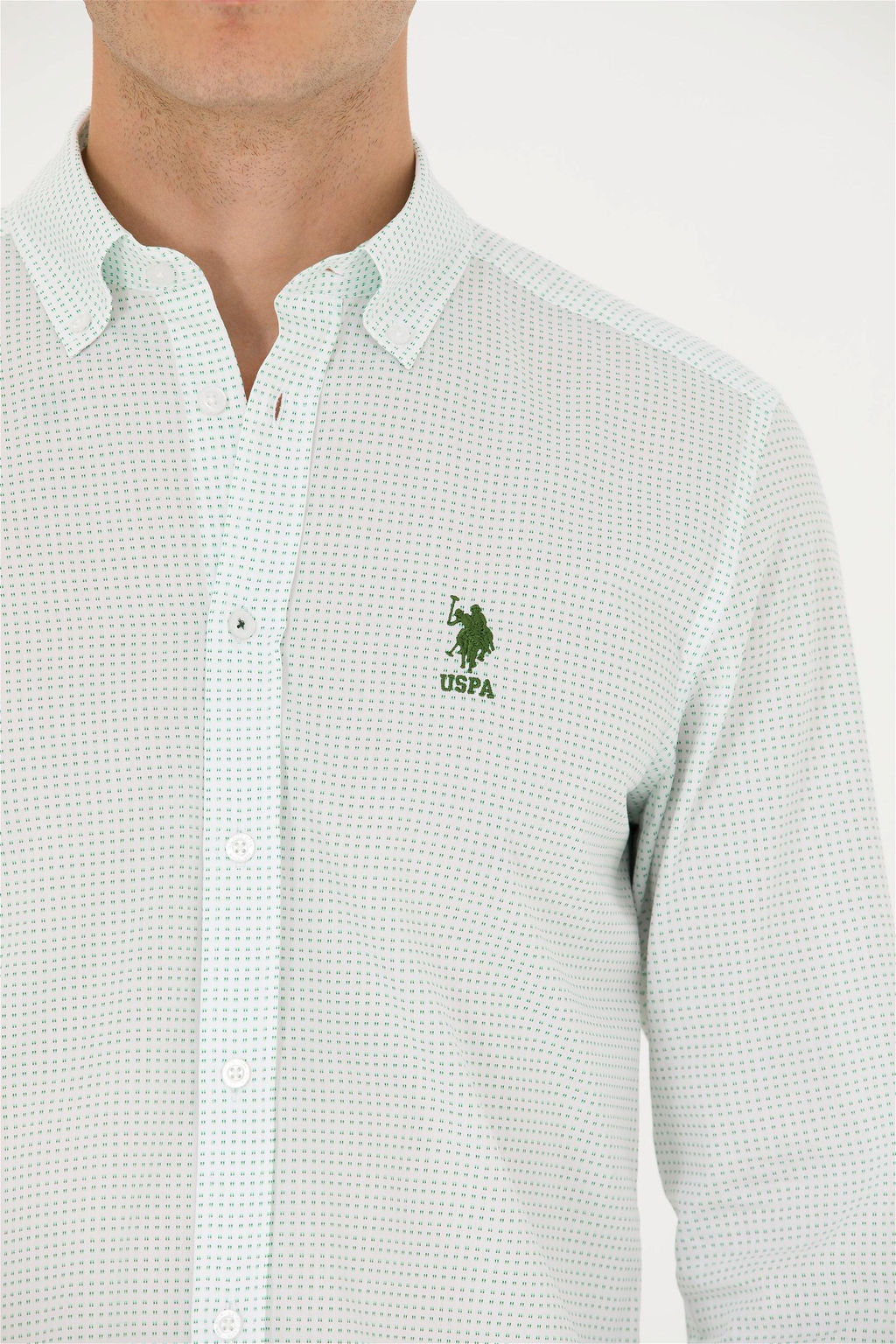 U. S. Polo Assn / Мужская зеленая рубашка с длинным рукавом - U.s. polo assn фото 7