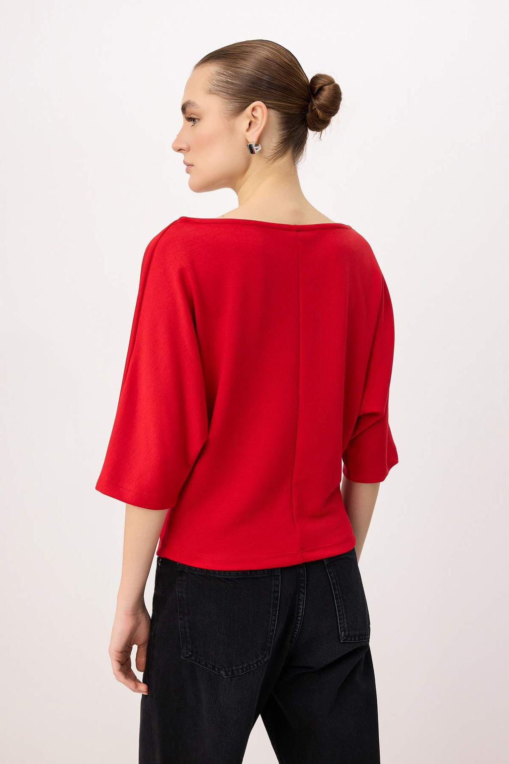 Antrasit Relaxed Kay?k Yaka Yarasa Kol Truvakar Crop Soft Touch Orme Bluz TWOSS26BZ00059 - Trendyolmilla фото 16
