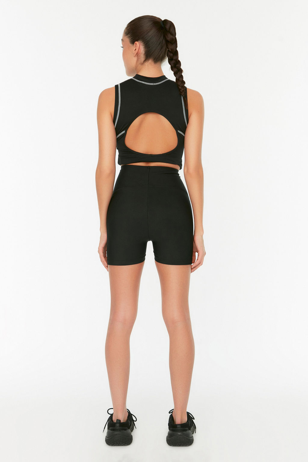 TRENDYOLMILLA Siyah Toparlay?c? Orme Spor Sort/K?sa Tayt TWOSS21SR0545  фото 16