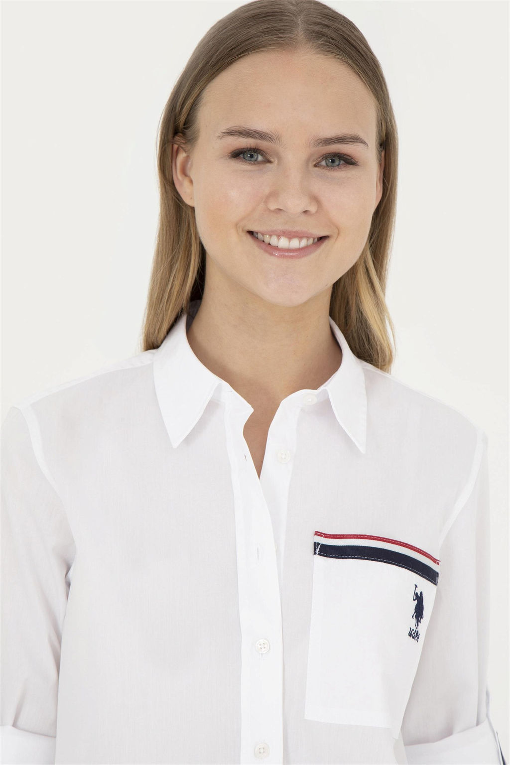 Женская белая рубашка с длинным рукавом - U.s. polo assn фото 2
