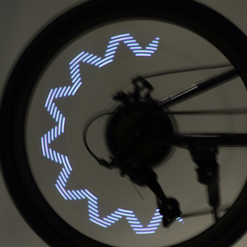 Фонарь подсветка для колес COMIRON A02 корпус: пластик; свет 14 RGB LED; аккум USB; влагозащита IPX5; 30 рисунков. /уп 100/ - Галеонтрейд фото 7