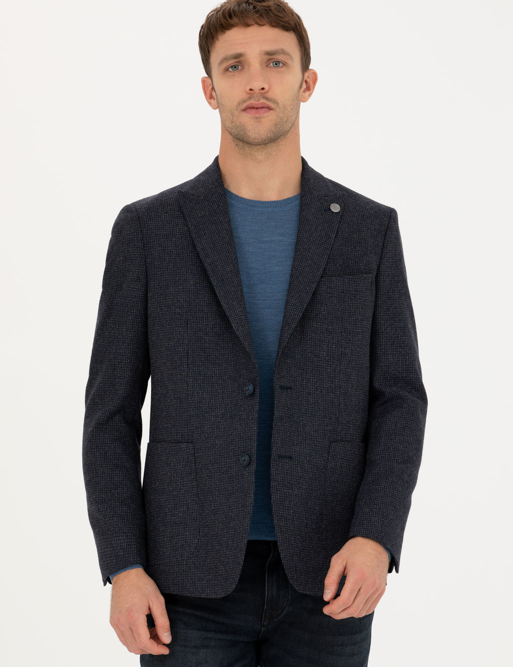 Lacivert Slim Fit Y_n Kar___ml_ Ceket