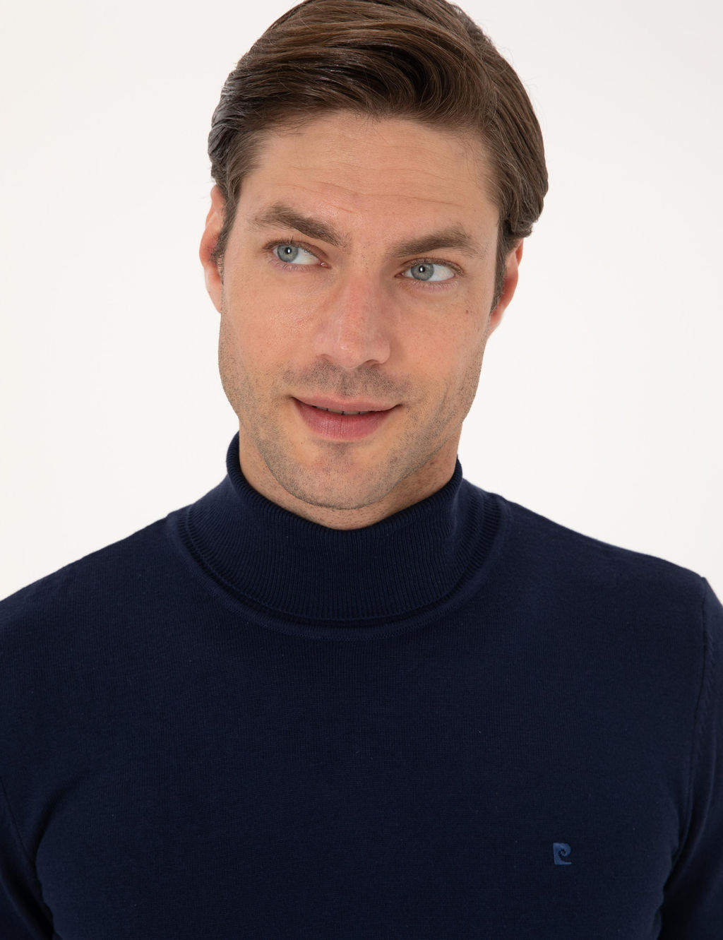 A__k Lacivert Slim Fit Bal_k__ Yaka Basic Triko Kazak - Pierre cardin фото 2