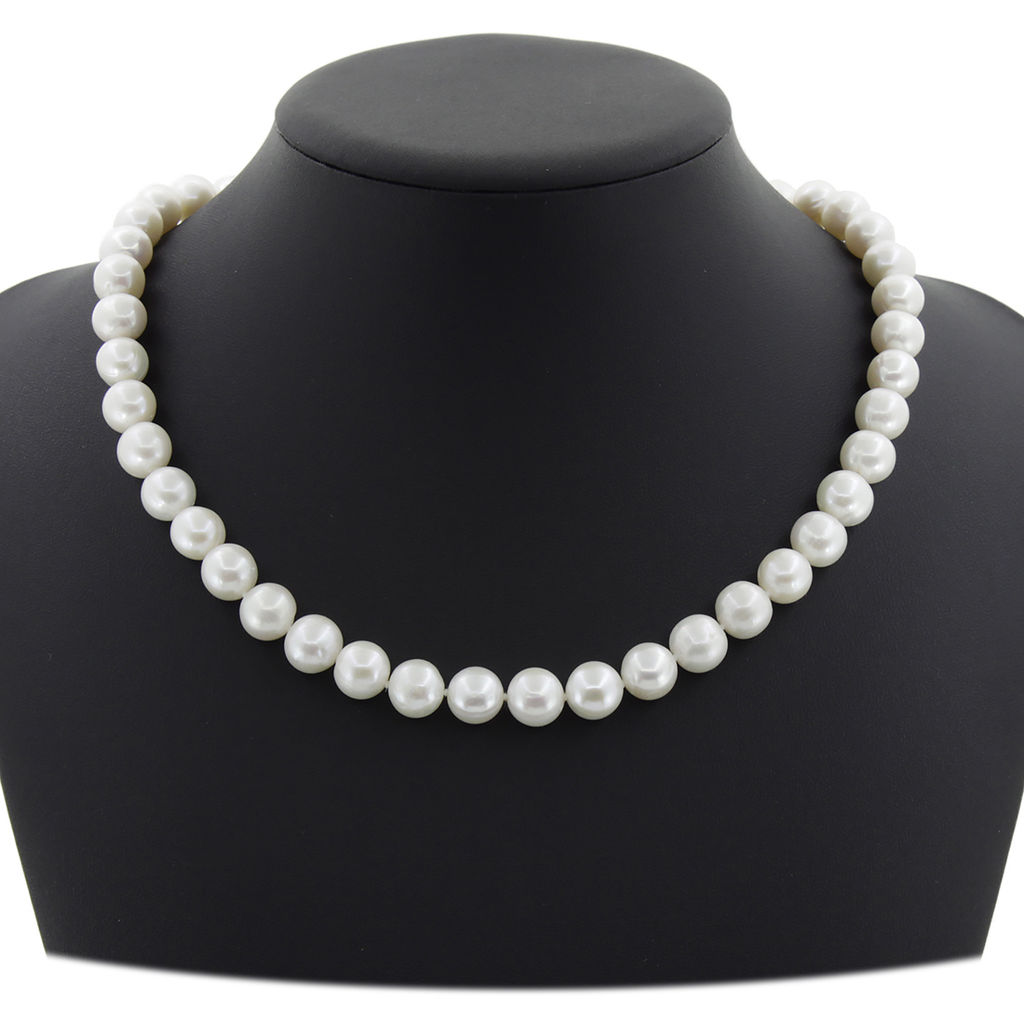 Бусы белый жемчуг, очень ровный 9мм класс А, длина 46см