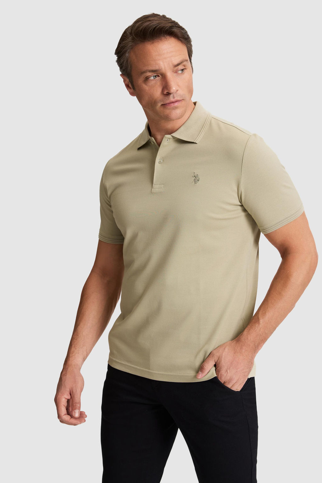 Erkek A__k Haki Regular Fit Polo Yaka Basic Ti__rt - U.s. polo assn фото 3