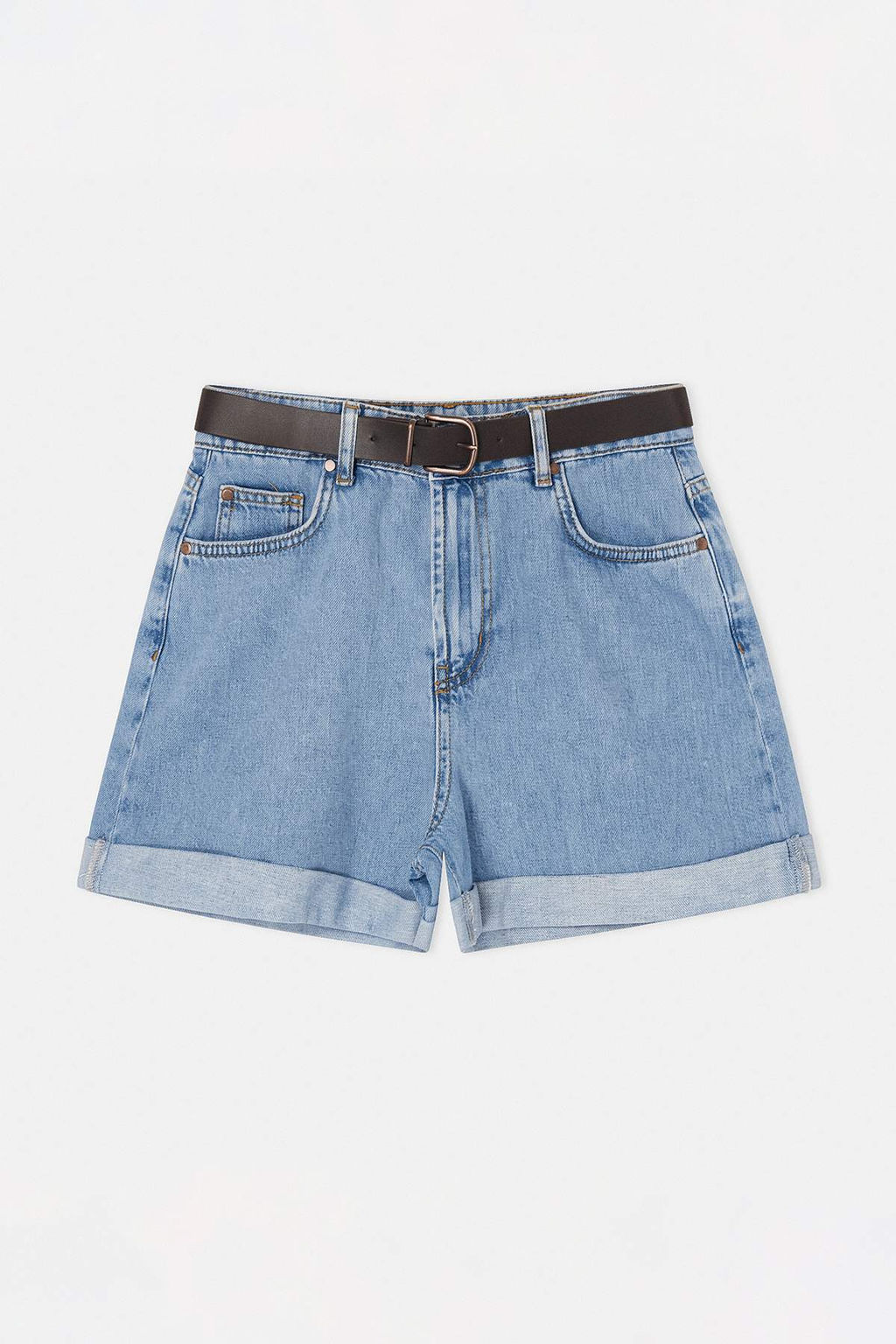Mavi Kemer Detayl? Yuksek Bel City Boy Denim Sort TWOSS26SR00128 - Trendyolmilla фото 6