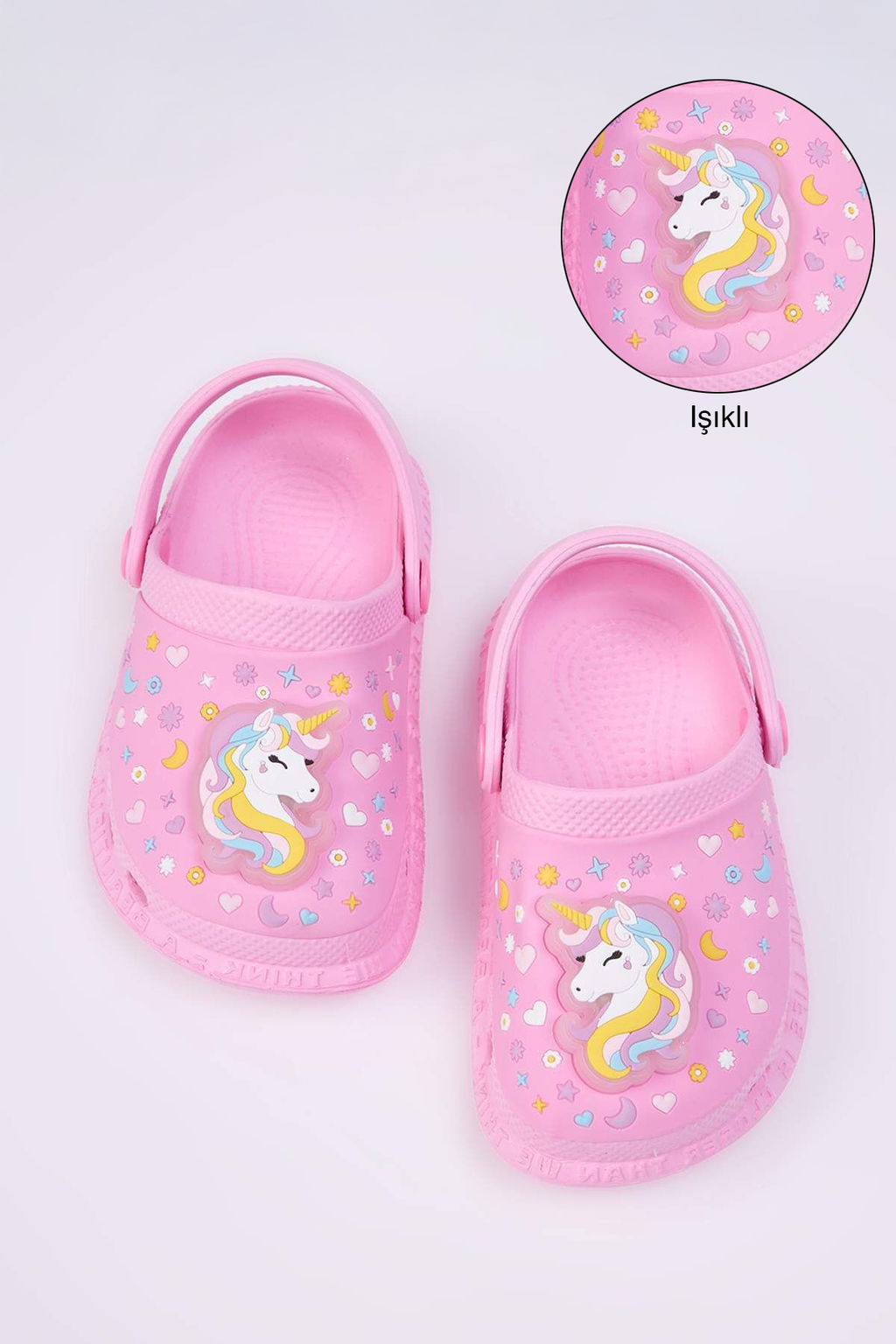 Pembe Is?kl? Onu Kapal? Unicorn Figur Detayl? K?z Cocuk Kids Sandalet Terlik TAKSS25TE00051