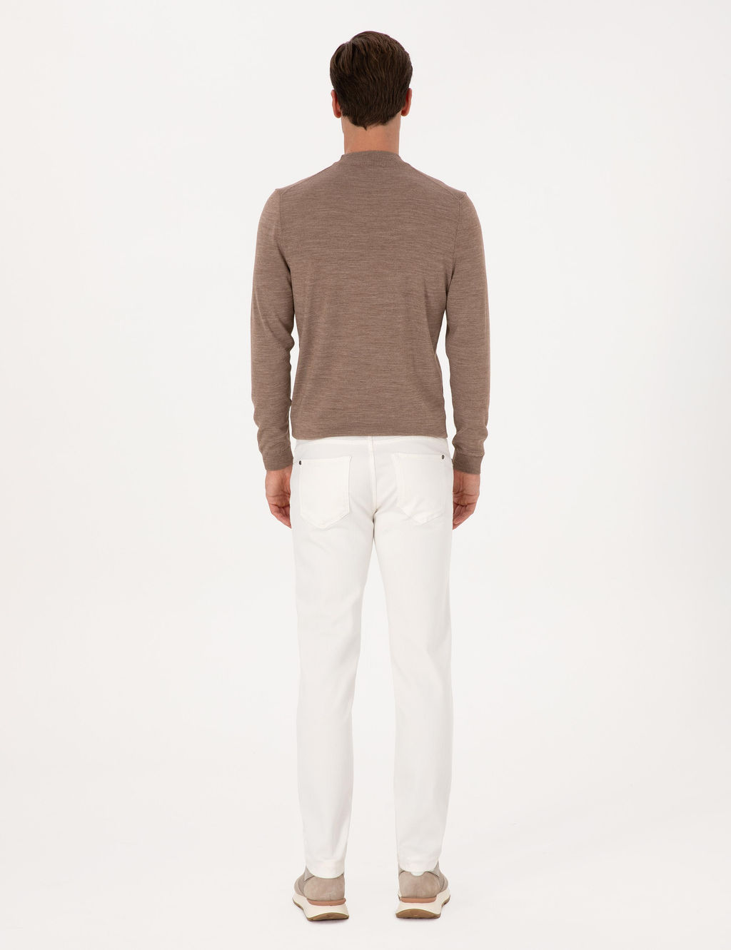 Beyaz Slim Fit Pamuk Liyosel Kar___ml_ Jean Pantolon