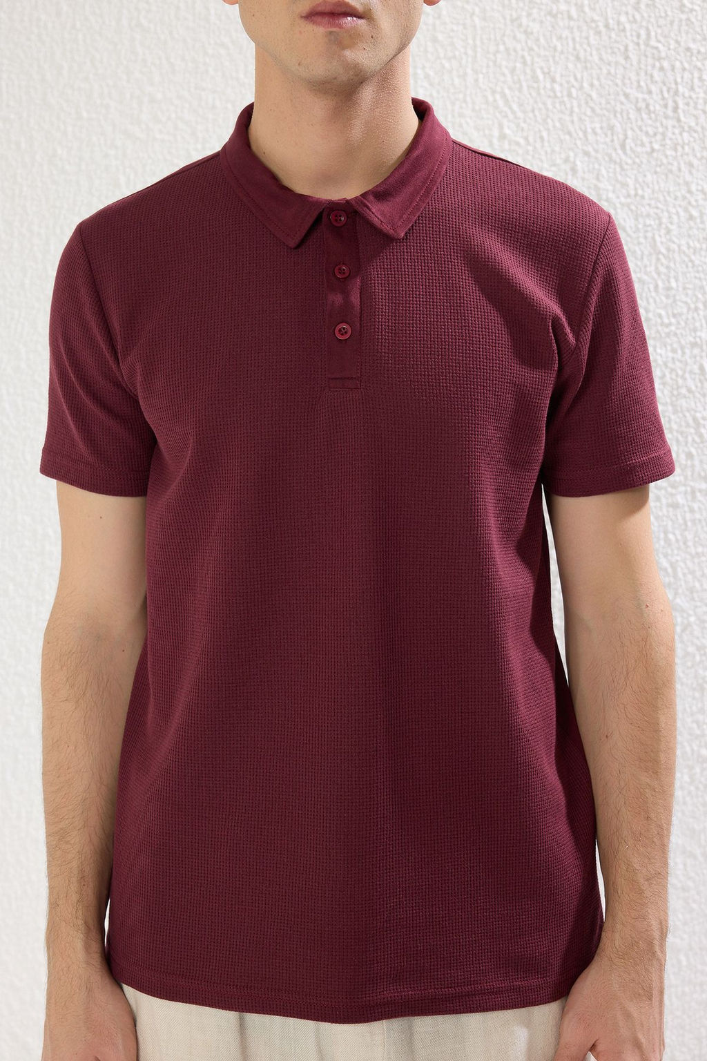 TRENDYOL MAN Siyah Slim/Dar Kesim Dokulu Dugmeli %100 Pamuklu Polo Yaka T-shirt TMNSS20PO0002 - Trendyolmilla фото 3