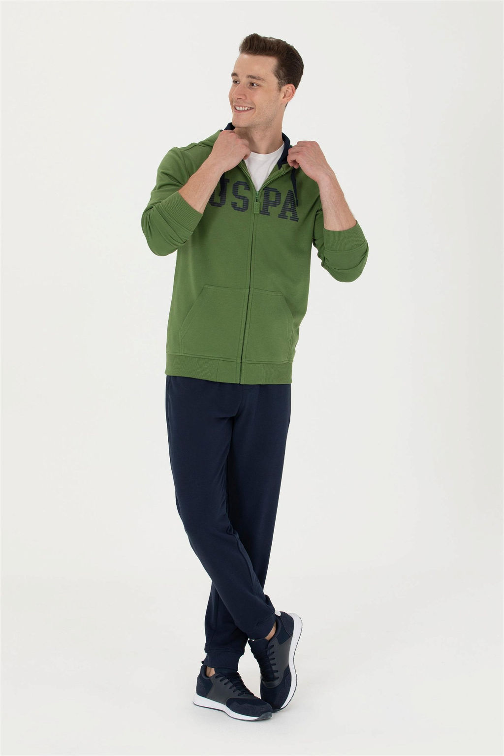 U. S. Polo Assn Мужской зеленый вязаный кардиган с капюшоном - U.s. polo assn фото 4