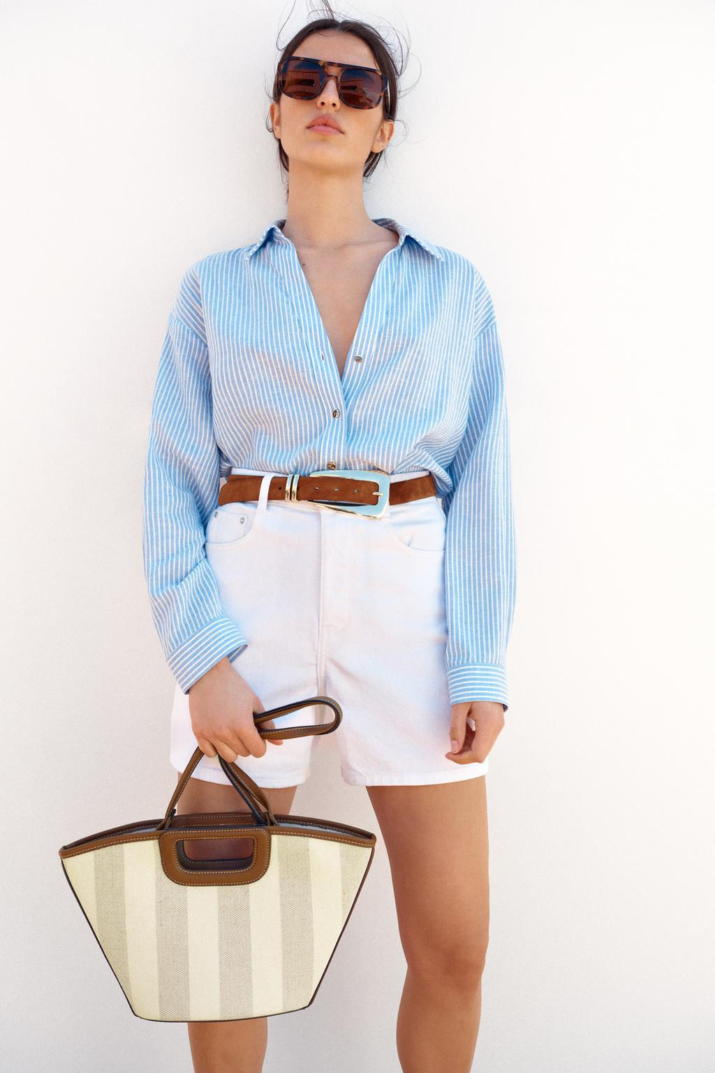 CANVAS TOPSTITCHED TOTE BAG - Zara фото 2