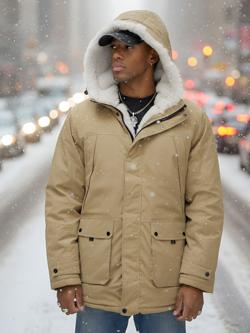 Парка мужская зимняя удлиненная с мехом хаки цвета 8753G - Mtforce фото 18