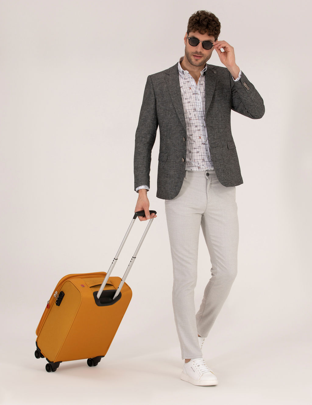 Antrasit Ekstra Slim Fit Keten Kar___ml_ Blazer Ceket