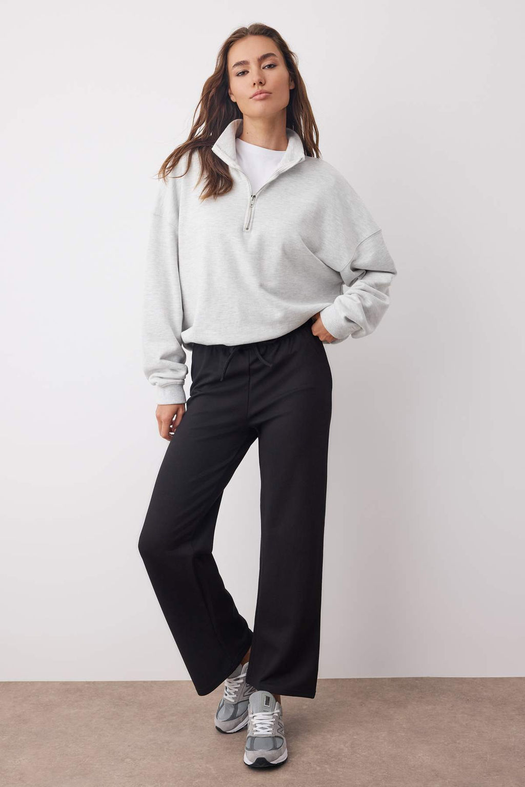 Siyah Wideleg/Genis Paca Orme Pantolon TWOAW26PL00039
