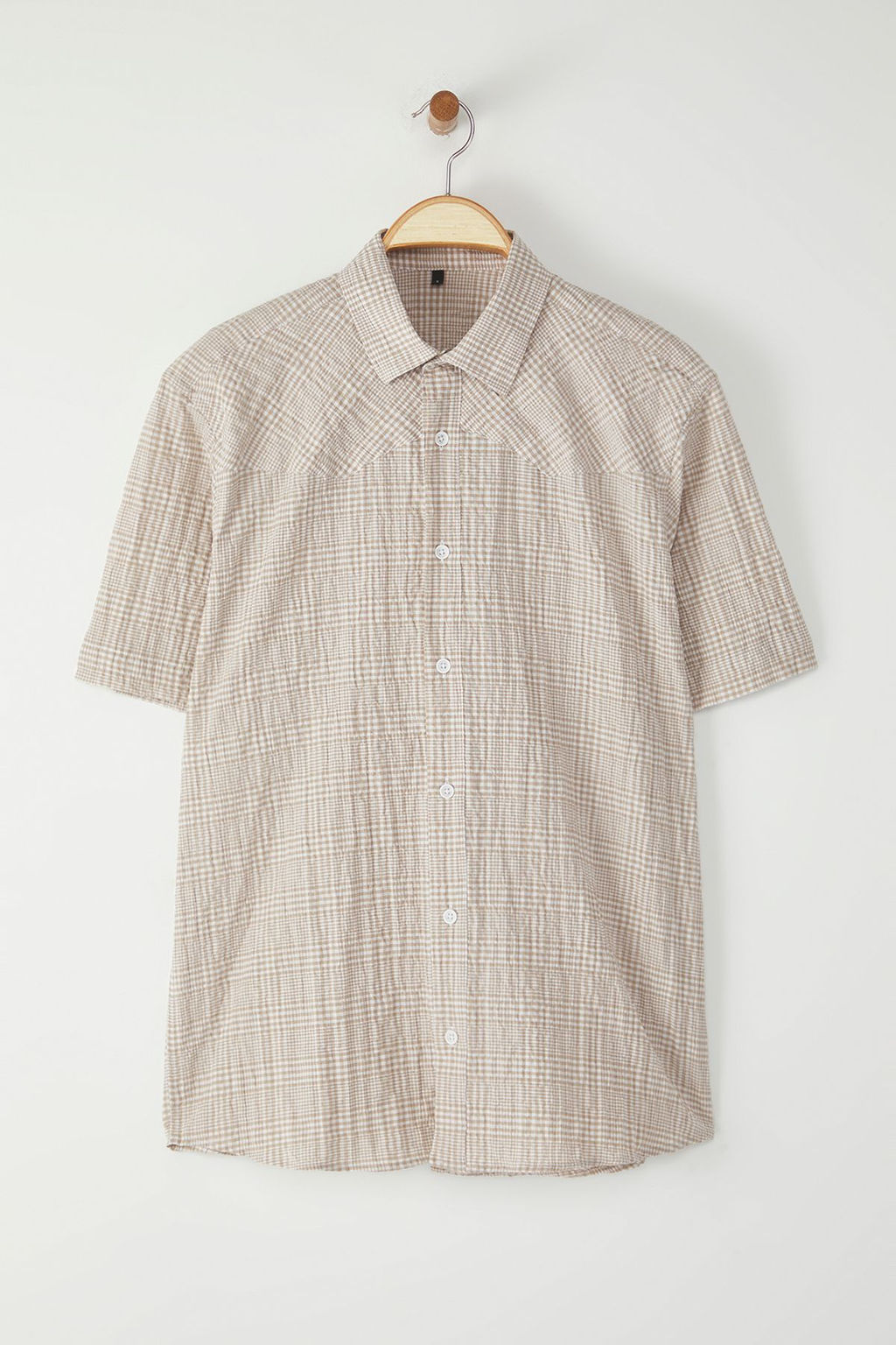 TRENDYOL MAN Bej Oversize Fit Dokulu Kabartmal? Kareli Yazl?k Gomlek TMNSS25GO00047 - Trendyolmilla фото 5