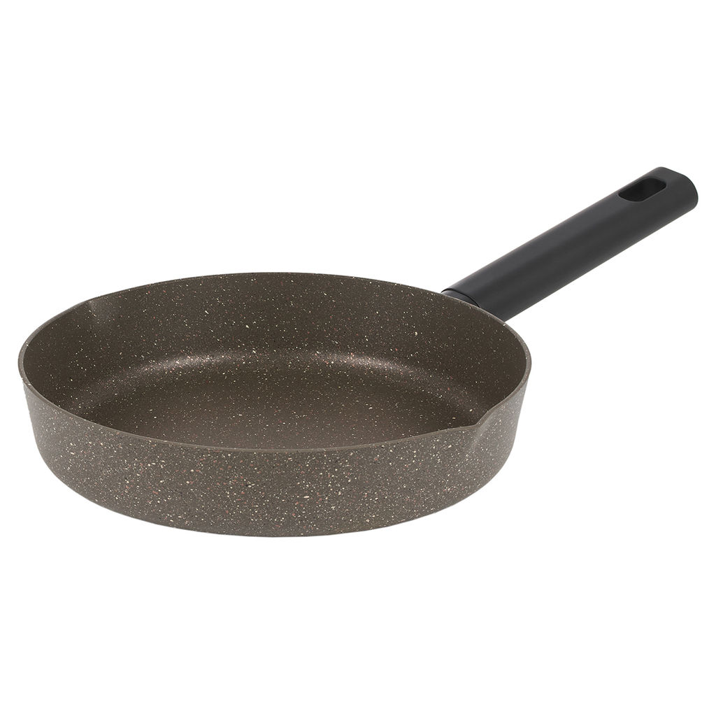 51447 WERNER Сковорода ORGANIC STONE STYLE 26x5,3 см с индукционным дном, с двухслойным антипригарным покрытием Pfluon, бакелитовая ручка с покрытием Soft Touch. Цвет: коричневый. Материал: прессованный алюминий. Толщина стенок и дна: 2,8 мм.