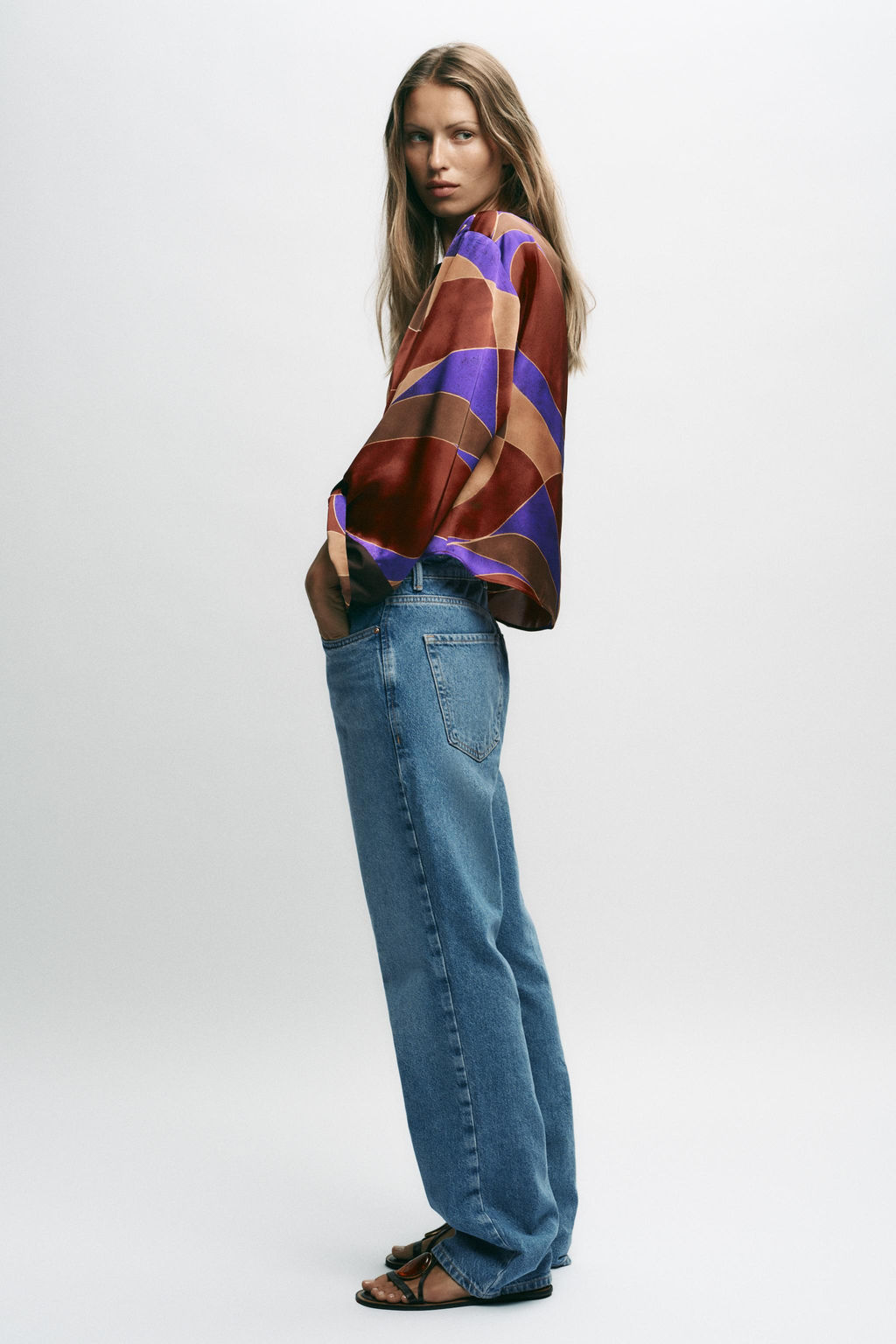 PRINTED SATIN SHIRT - Zara фото 3