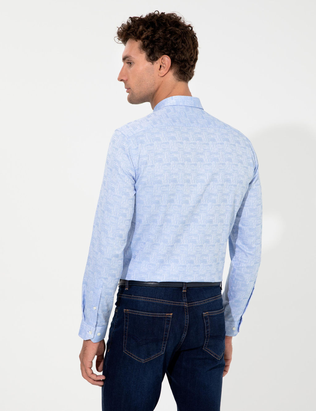 Синяя зауженная рубашка с длинным рукавом - Cacharel фото 5