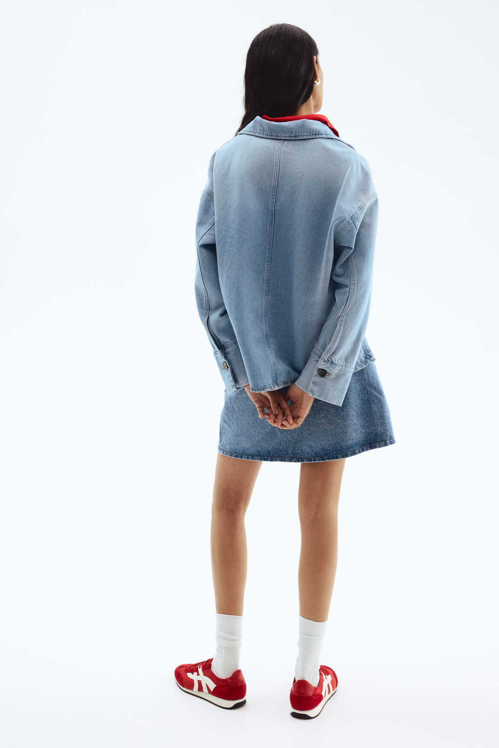 Camisa denim oversize con dise?o popover - H&m фото 3