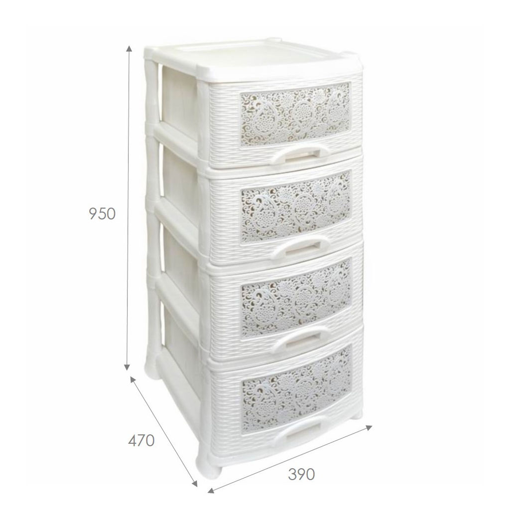 Комод 4-секц.БЕЗ ДЕКОРА "Плетенка", "Ромашка", "Орнамент", "Ажур" арт. 0354/26/21/406/401