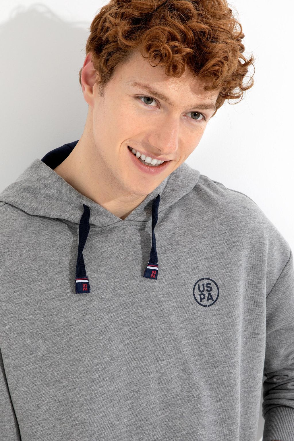 U. S. Polo Assn Мужская серая меланжевая толстовка оверсайз с капюшоном - U.s. polo assn фото 2