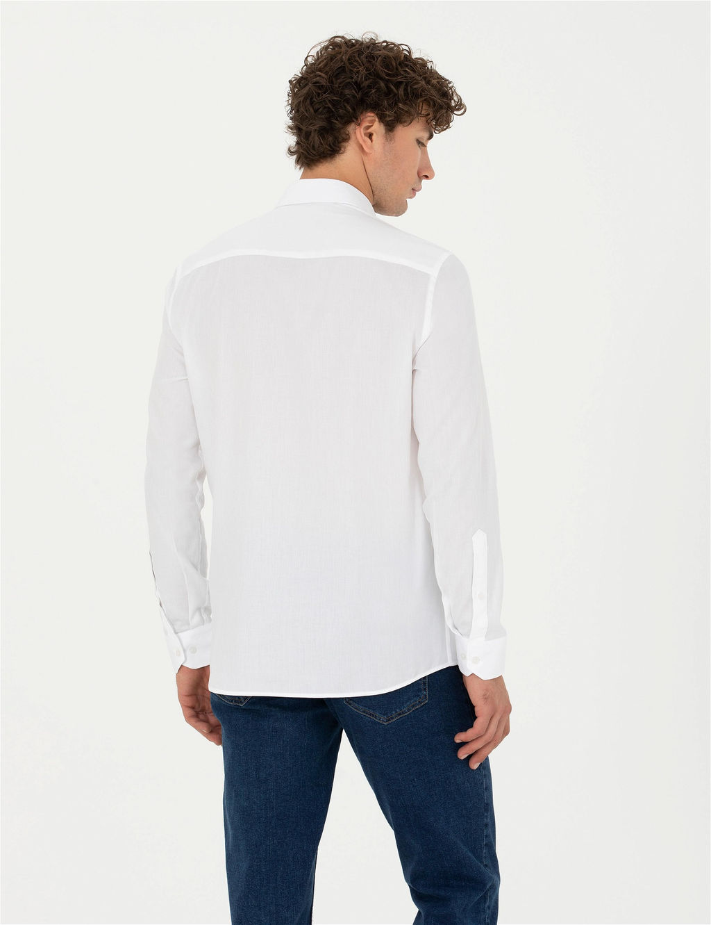 Beyaz Slim Fit Uzun Kollu Basic G_mlek - Pierre cardin фото 5