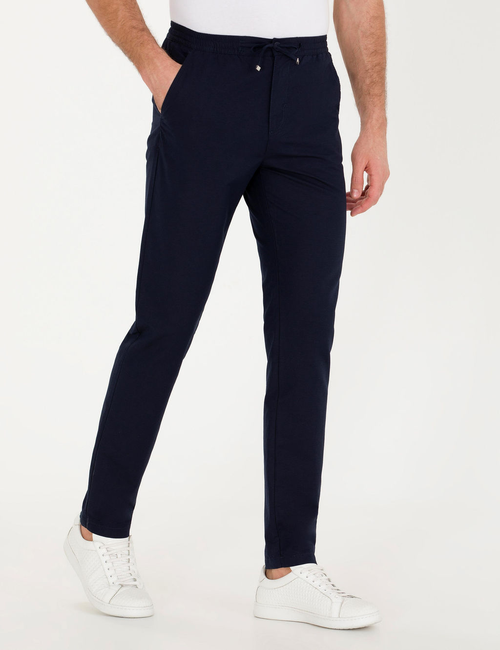 Темно-синие брюки из льняной ткани морковного кроя - Cacharel фото 2