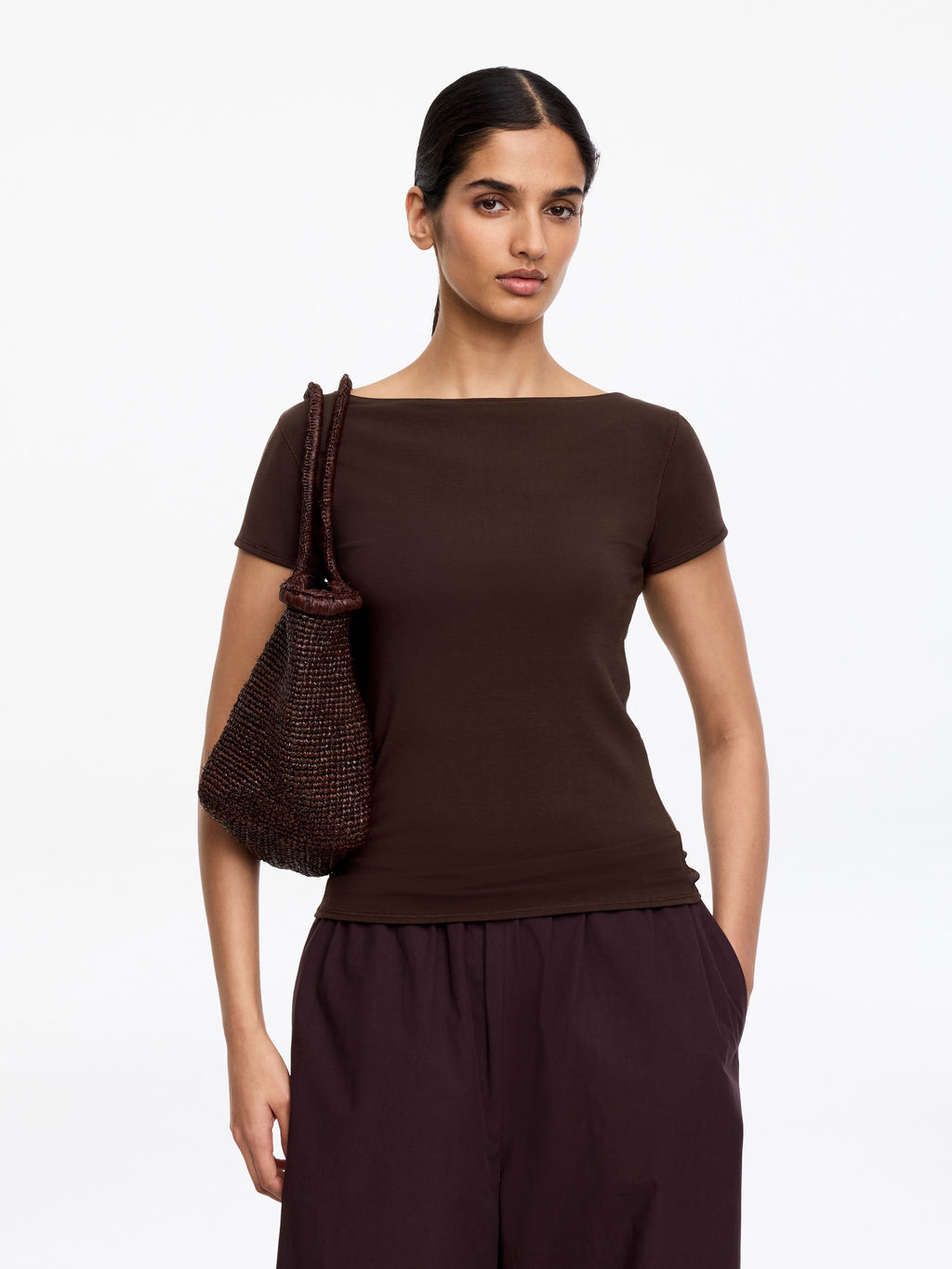 Camiseta el?stica con cuello barco - H&m фото 4