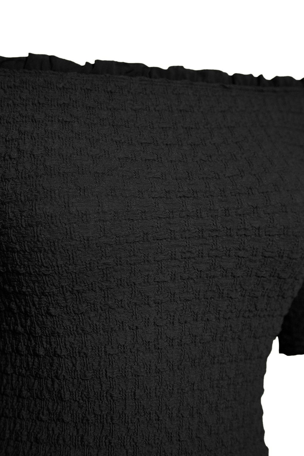 Siyah Duz Midi Dokulu Fitted/Vucuda Oturan Buzgulu Carmen Yaka Esnek Orme Elbise TWOSS25EL00067 - Trendyolmilla фото 9