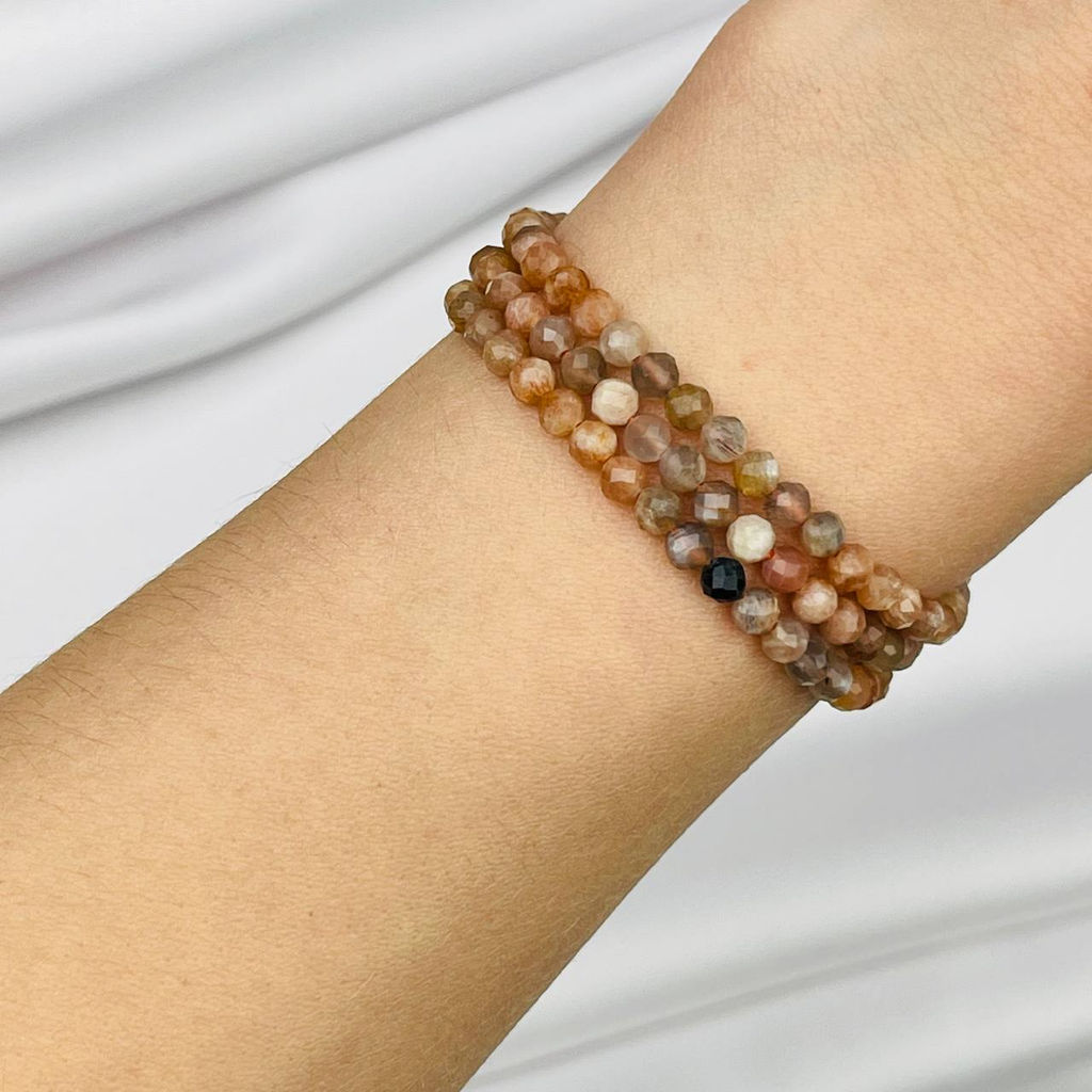 Бусины для украшений из Лунного и Солнечного камня огранка 39 см