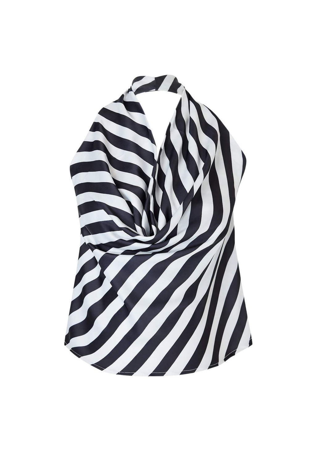 Siyah Beyaz Cizgili Degaje Yaka Dokuma Bluz TWOSS26BZ00495