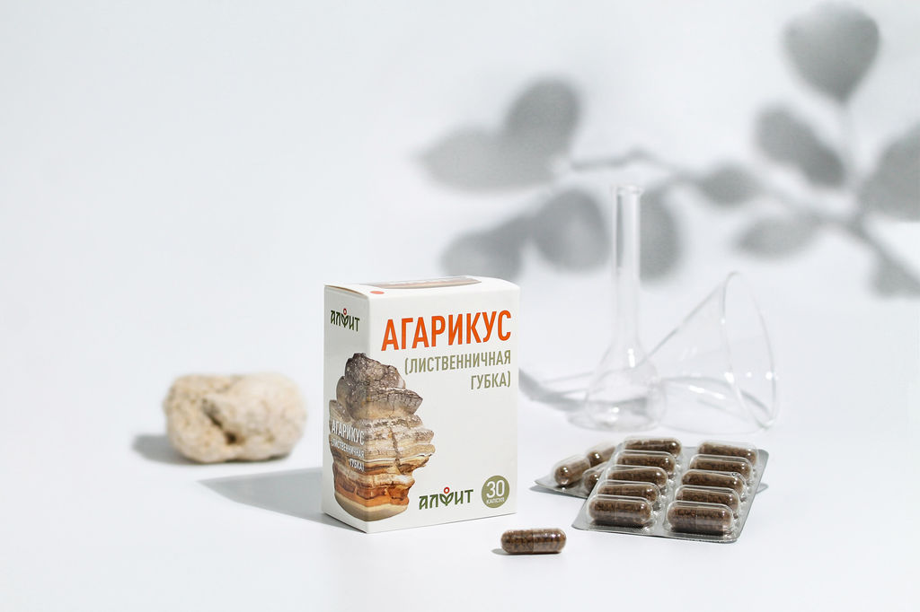 Грибная серия БАД "Агарикус", 30 капс. по 470 мг Алфит 7555
