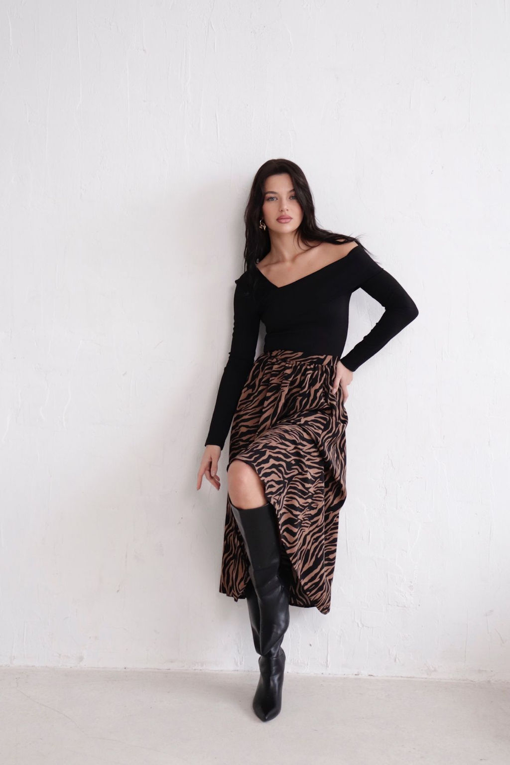 11321 Юбка А-силуэта кофейно-чёрная - Martichelli фото 9