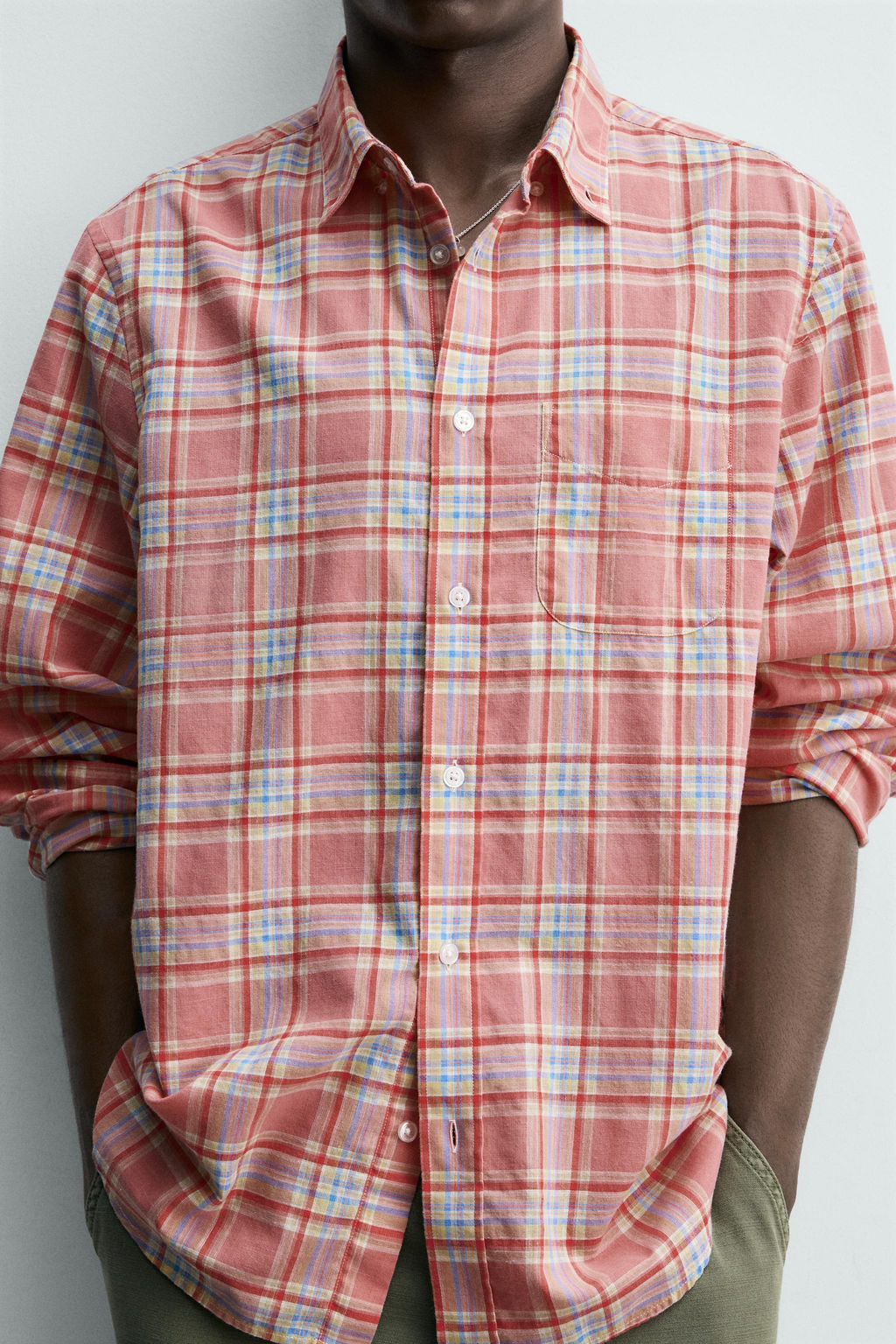 CAMISA REGULAR FIT CUADROS / Rosa - Zara фото 6