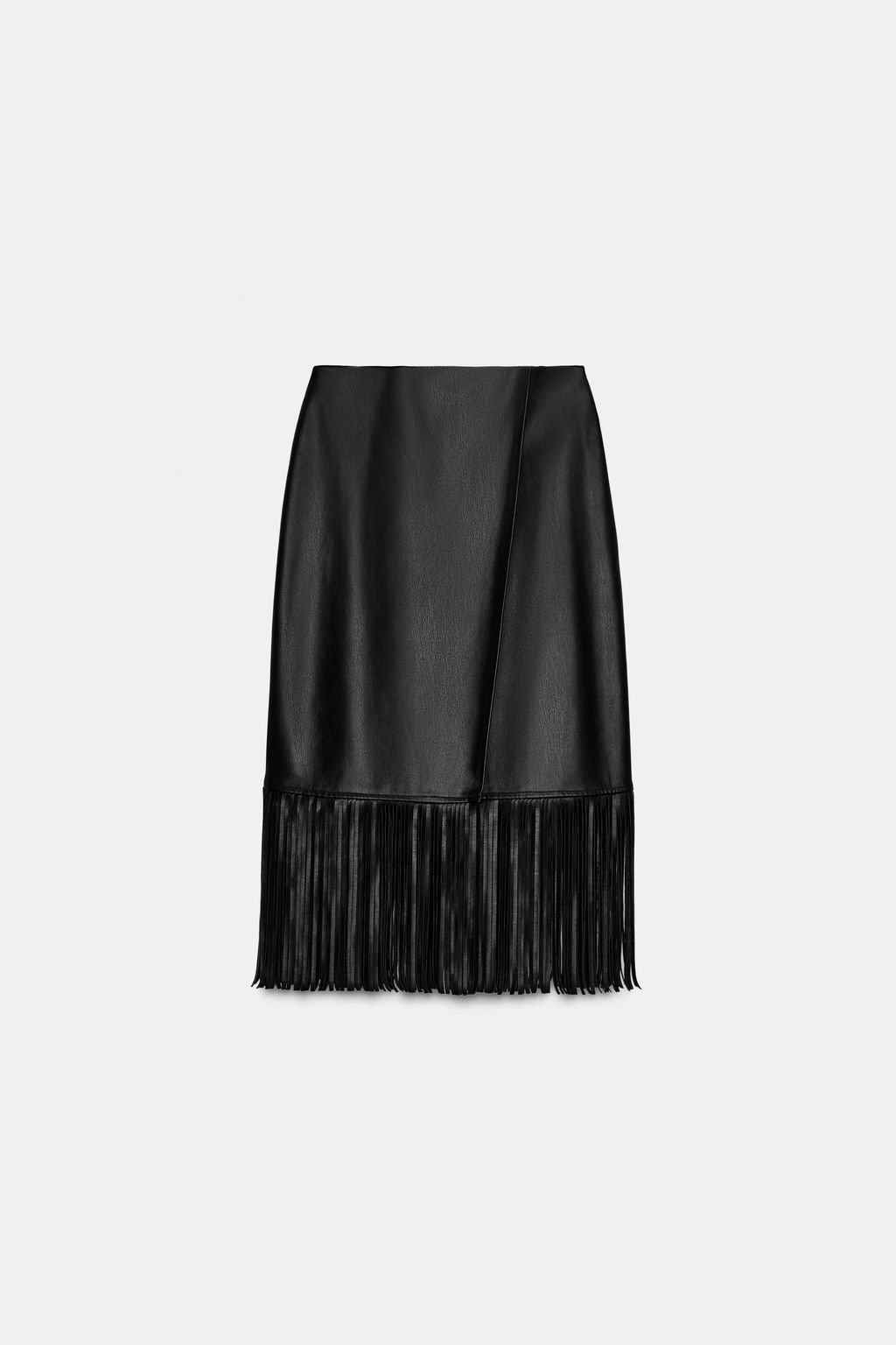 FAUX LEATHER FRINGED MIDI SKIRT - Zara фото 9
